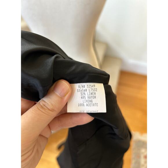 Vintage Laundry Shelli Segal Black Open Back White Trim Linen Sheath Dress - Picture 5 of 7